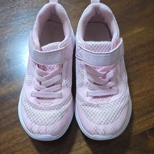 Skechers Girls Light Pink Mesh Sneakers with Hook-and-Loop Strap